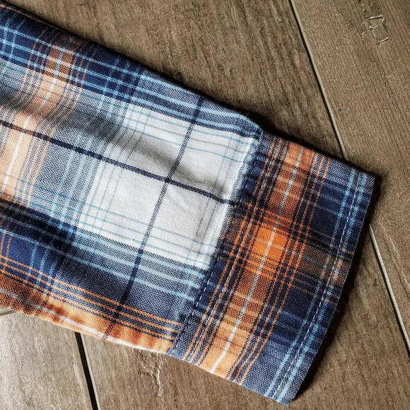 Route 66 Boys Plaid Button Down Shirt Blue Orange White Size Small 6/7 NWOT - Picture 5 of 15